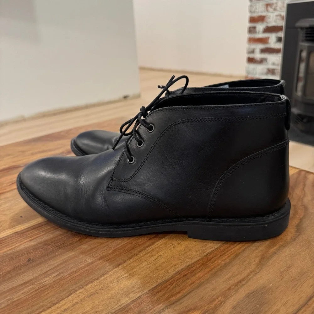 Crown Vintage Casper Mid Chukka Boots Leather Lace Up Casual Black 13‎ Preppy